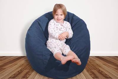 Bean Bag Chair Navy Blue Oversized Scale Rounded Form Kids