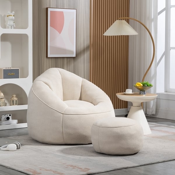 Bean Bag Chair Nubby Texture Ergonomic Lounge Set