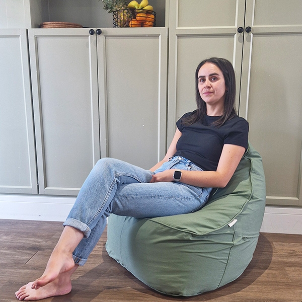 Bean Bag Chair Sage Green Pear Shaped Matte Fabric Supportive