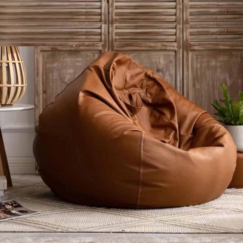 Bean Bag Chair Teardrop Silhouette Honey Brown Handle