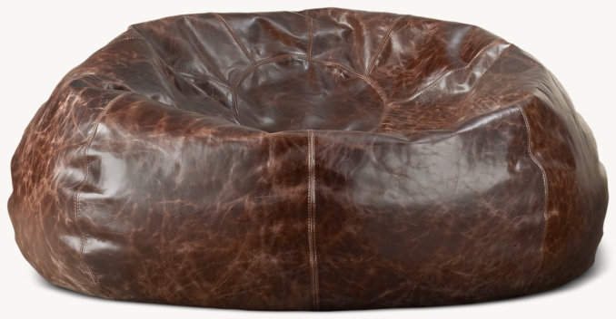 Bean Bag Circular Panel Tobacco Brown Heavy Patina