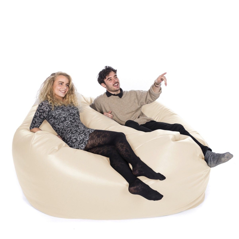 Bean Bag Double Seating Cream White Slouchy Silhouette