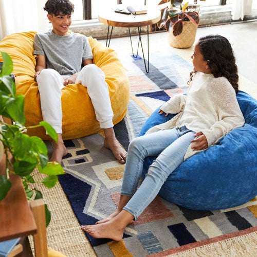 Bean Bag Lounger Mustard Yellow Slouchy Silhouette Kids