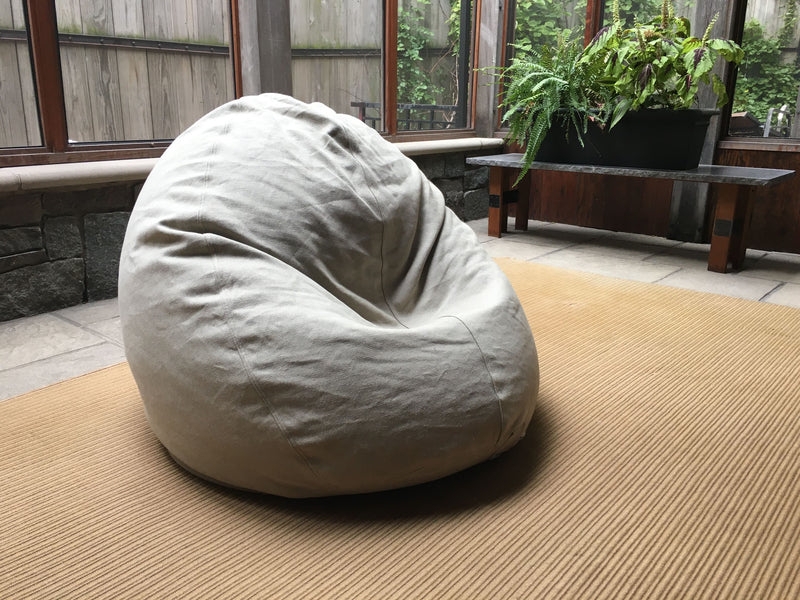 Bean Bag Lounger Natural Sand Hemp Fabric Teardrop Shape