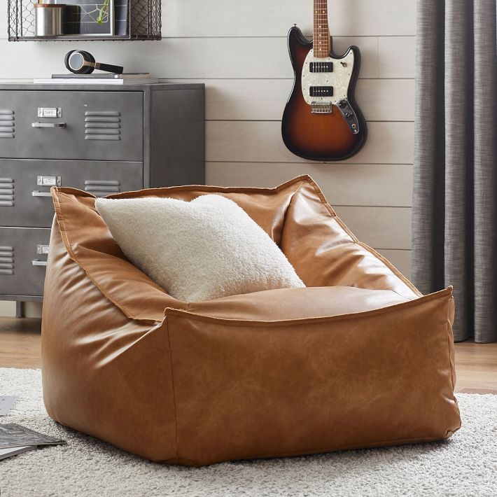 Bean Bag Lounger Peaked Corners Structured Caramel