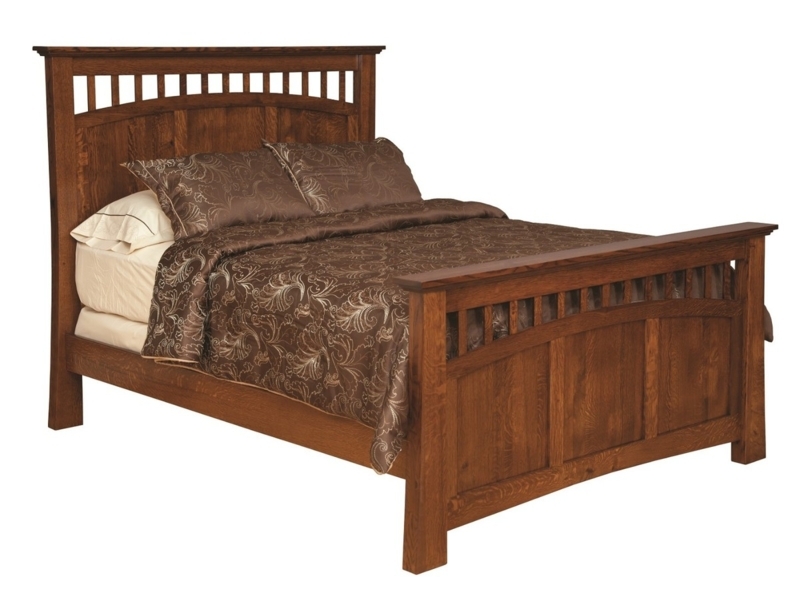 Bed Frame Craftsman Style with Vertical Slat Cutouts and Arched Rail