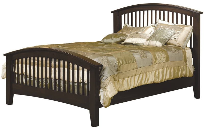 Bed Frame Mission Style Espresso Finish with Arched Slat Headboard