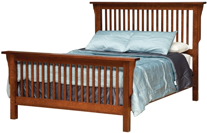 Bed Frame Mission Style with Flared Post Detail and Vertical Slats