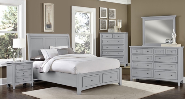 Bedroom Furniture Set: Transitional Cool Sleigh Headboard with Storage