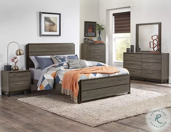 Bedroom Set: Antique Finish with Horizontal Paneling