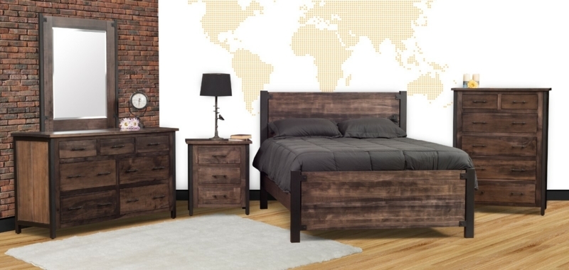 Bedroom Set Metal Corner Brackets Paneled Wood Black Hardware