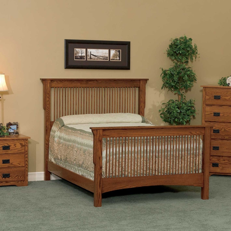 Bedroom Set Traditional Mission Style Oak Finish with Slatted Headboard