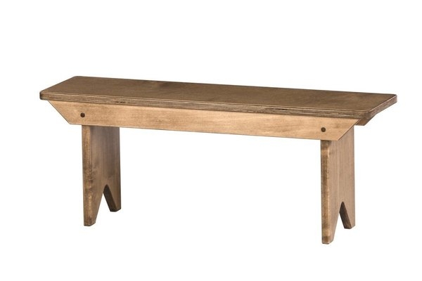 Bench with Notched Legs and Mitered Apron, Solid Maple Wood, Craftsman