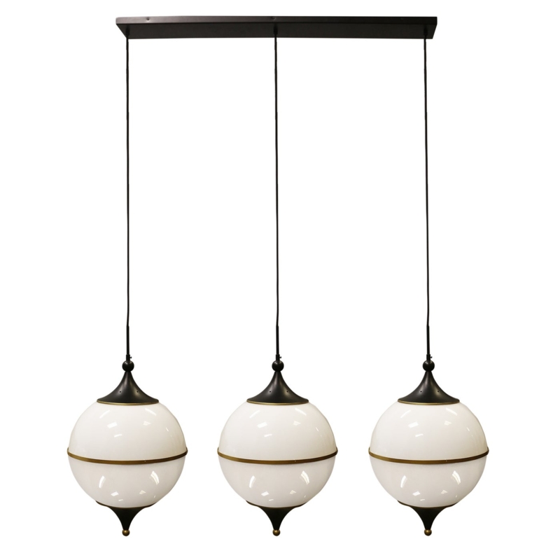 BENEDICT CHANDELIER | Milk Glass Globes with Brass and Black Finished Metal  - new items | Harp&Finial