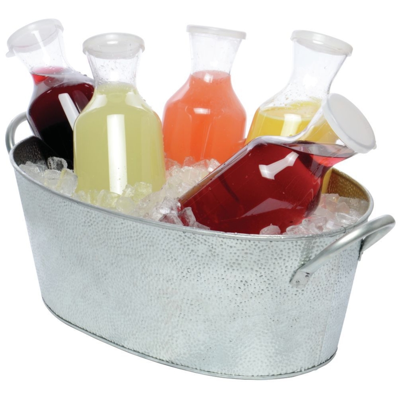 Beverage Tub Galvanized Hammered Includes Five Carafes