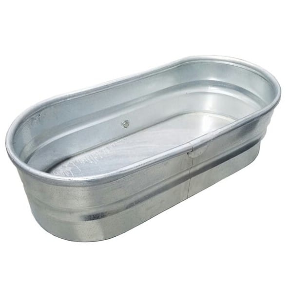 Beverage Tub Galvanized Metal Oblong Oval Shape Matte Finish