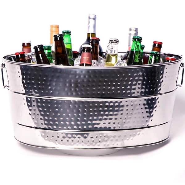 Beverage Tub Glossy Hammered Stainless Watertight Base