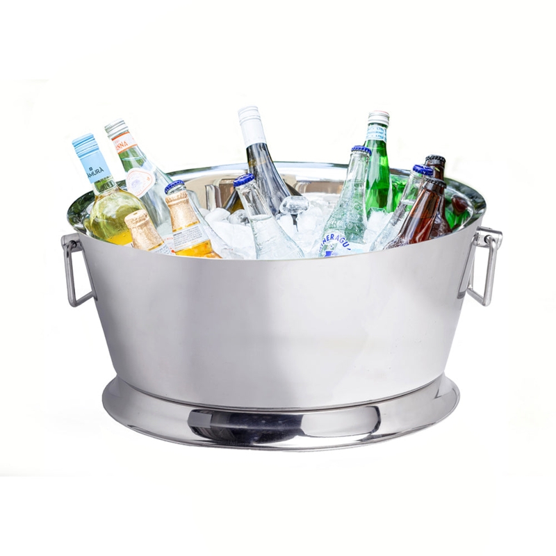 Beverage Tub Mirror Finish Stainless Steel Pedestal Base