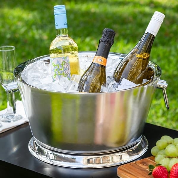 Beverage Tub Mirror Polished Stainless Steel Tiered Base