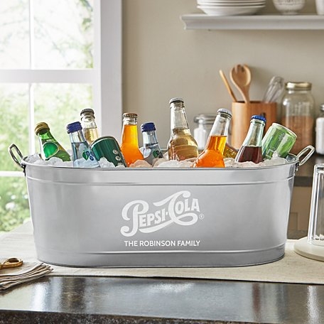 Beverage Tub Personalized Vintage Branding Brushed Silver