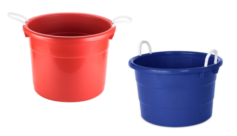 Beverage Tub Plastic Primary Colors Rope Handles Flared