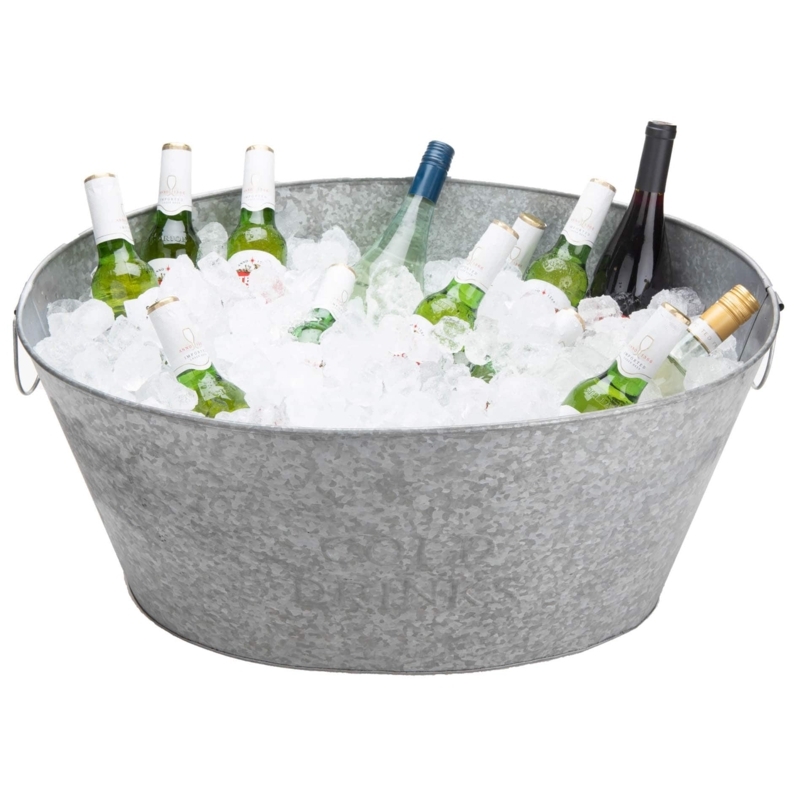 Beverage Tub Round Galvanized Embossed Cold Drinks Tapered