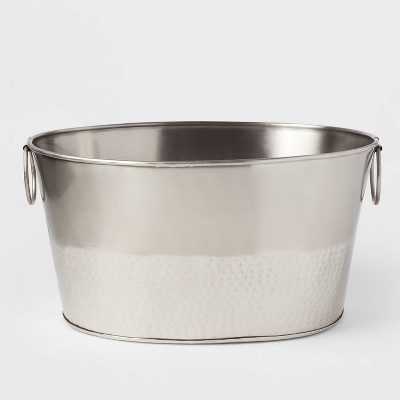 Beverage Tub Stainless Steel Dual Texture Hammered Polished