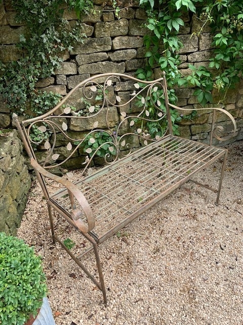 Bird And Leaf Garden Bench Antique Bronze Metal Design