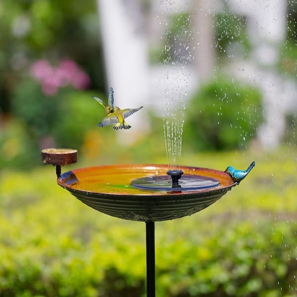 Bird Bath Solar Fountain Pump Stake Base Rustic Finish