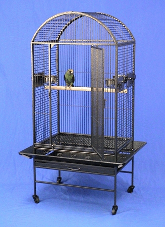 Bird Cage, Charcoal Grey Hammered Finish, Rolling Stand, Seed Guards
