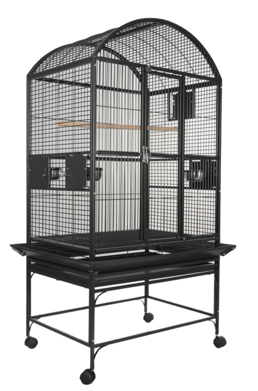 Bird Cage, Large Industrial Matte Black, Double Front Doors, Seed Guard
