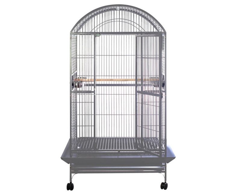 Bird Cage, Textured Platinum Grey Finish, Rolling Stand, Dome Top Aviary