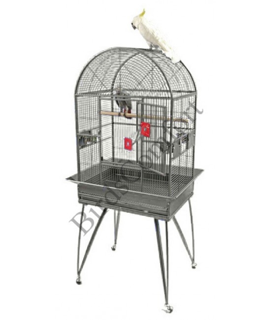 Birdcage, Charcoal Grey, Tapered Metal Legs, Rolling Stand, Dome Top
