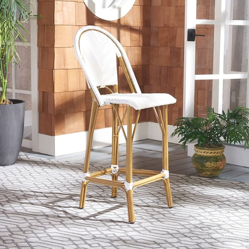 Bistro Bar Stool designed with All-Over White Woven Texture
