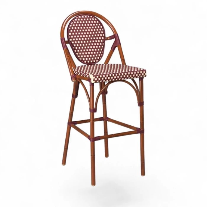 Bistro Bar Stool featuring Burgundy Checkerboard Weave Seat