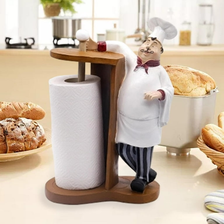 Bistro Chef Paper Towel Holder with Striped Pants Figurine Stand