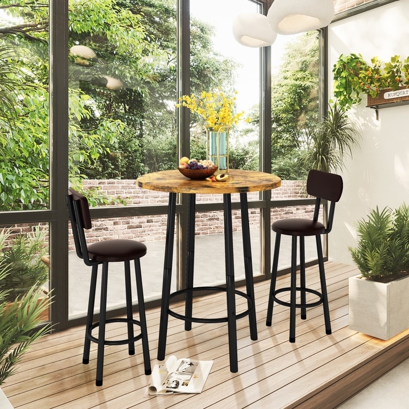 Bistro Table Bar Table And High Chairs Dining Table Set Stone Top Pub Table  Bistro Table