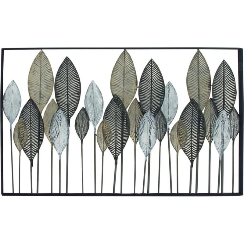 Black, Bronze, and Silver Metal Leaves Wall Dcor 59"W x 37"H