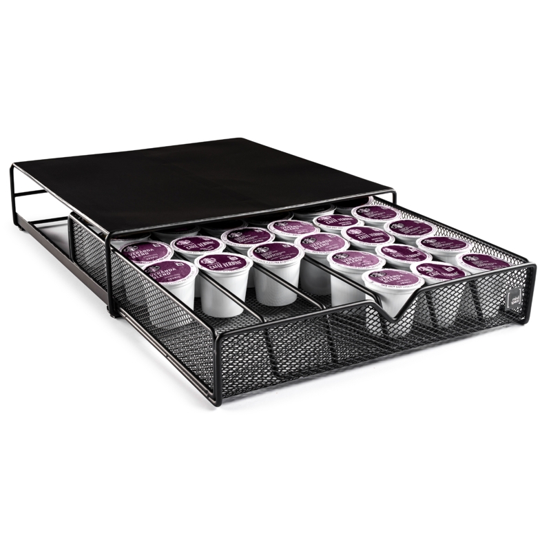 Black Mesh Coffee Pod Holder Drawer, 36 Capacity Low Profile
