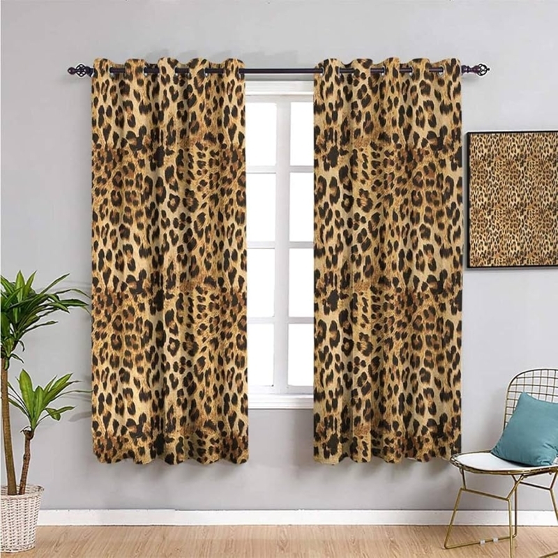 Blackout Curtains: High Contrast Leopard Spots, Grommet Top Darkening