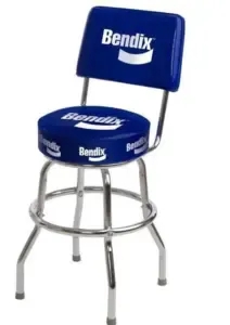 Blue Branded Bar Stool, Royal Blue Vinyl, Chrome Frame, Backrest