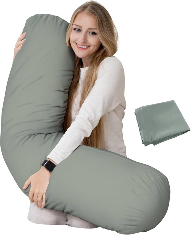 Body Pillow Grey Curved Shape King Size Bolster Support