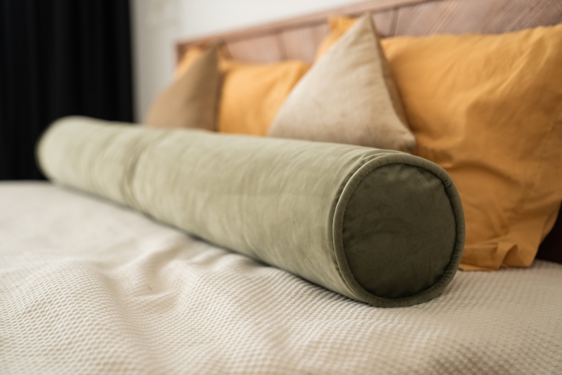 Bolster Pillow Sage Green Piped Earthy Minimalist Style