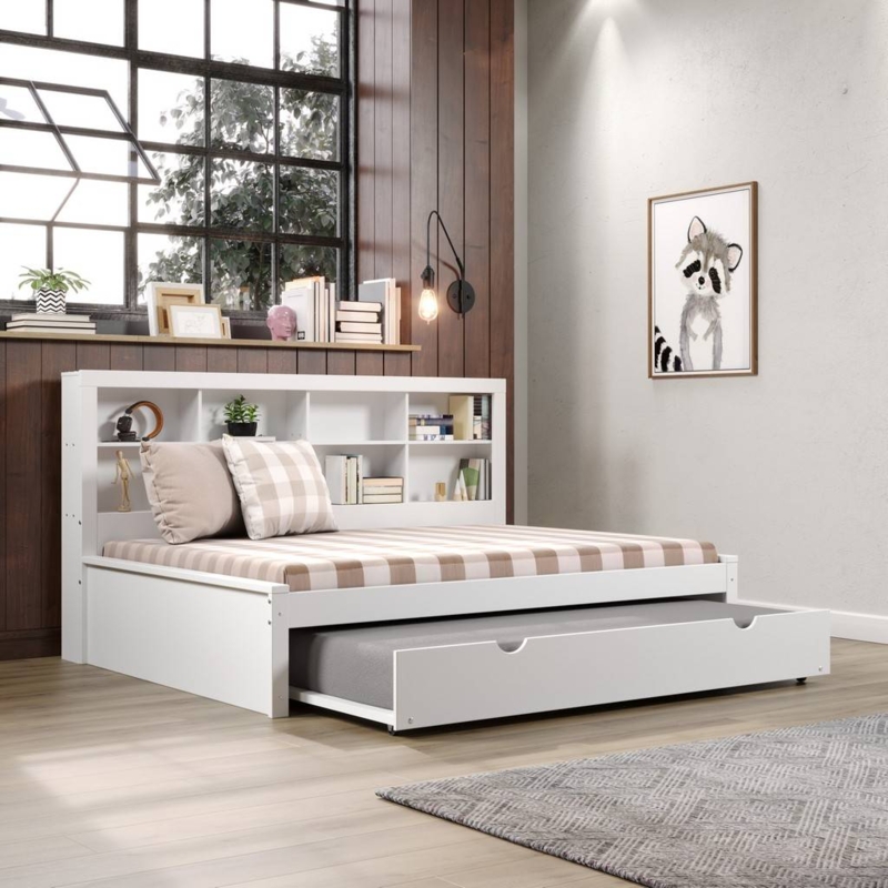 Bookcase Daybed with Recessed Pulls, Industrial Style, Trundle & Storage