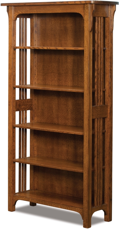 Bookcase Five Tier Slatted Sides Corbel Accents Craftsman