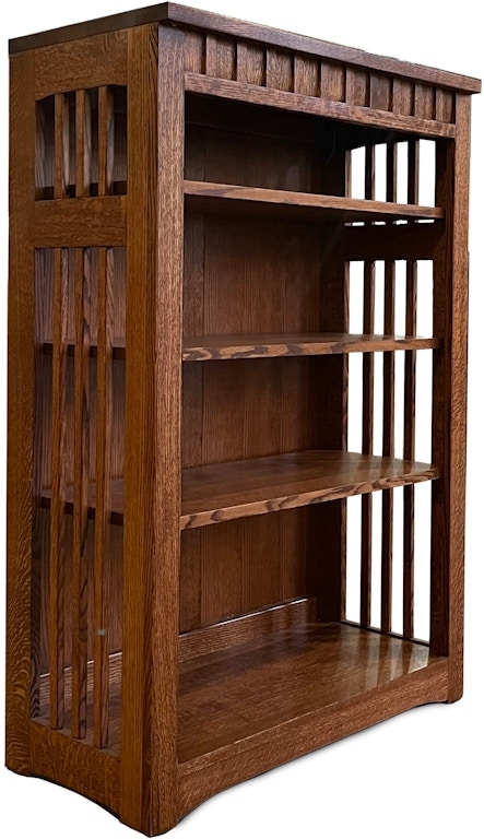 Bookcase Mission Oak Vertical Slats Open Sides Frieze