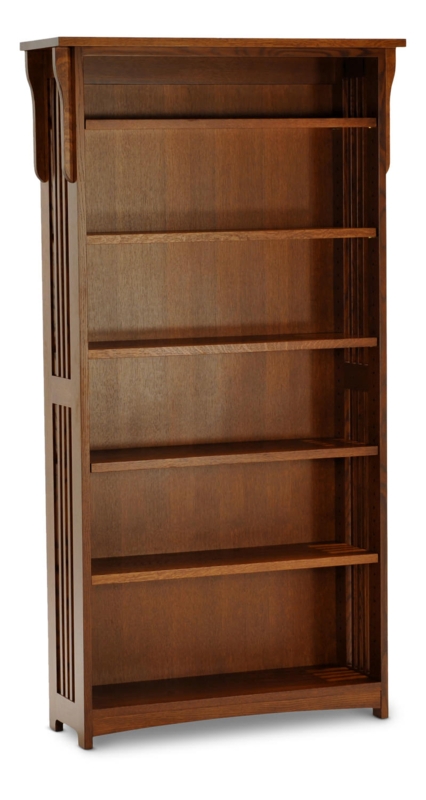 Bookcase Mission Style Slatted Sides Decorative Corbels