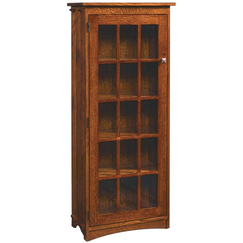 Bookcase Mullion Glass Door Fifteen Panes Exposed Pins