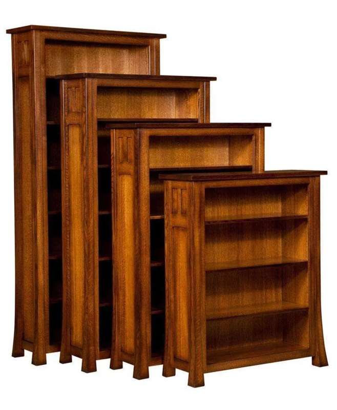Bookcase Tapered Sides Flared Feet Mission Style Wood