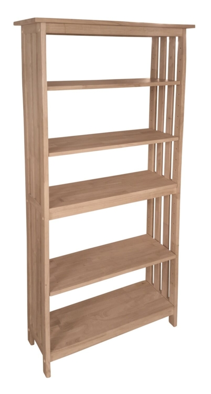 Bookcase Unfinished Wood Slatted Sides Tall Mission